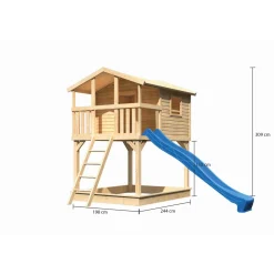 Karibu Stelzenhaus Benjamin naturbelassen inkl Rutsche blau