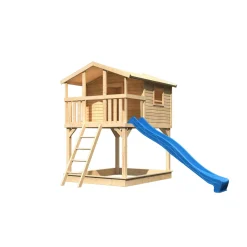 Karibu Stelzenhaus Benjamin naturbelassen inkl Rutsche blau