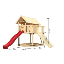 Karibu Fidel inklusive Rampe naturbelassen Rutsche rot