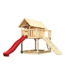 Karibu Fidel inklusive Rampe naturbelassen Rutsche rot