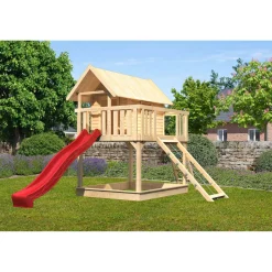 Karibu Fidel inklusive Rampe naturbelassen Rutsche rot