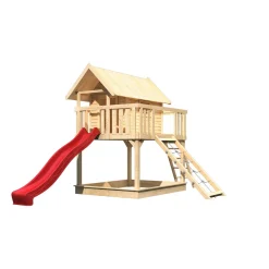 Karibu Fidel inklusive Rampe naturbelassen Rutsche rot