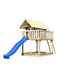 Karibu Fidel und Rutsche terragrau Rutsche blau