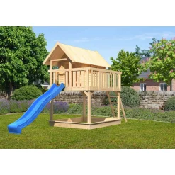 Karibu Fidel und Rutsche naturbelassen Rutsche blau