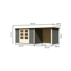 Karibu Gartenhaus Askola 4 mit Schleppdach terragrau