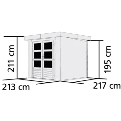 Karibu Gartenhaus-Set Askola 2 mit Anbaudach 2,40 m terragrau