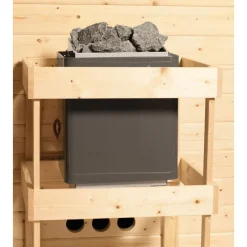 Karibu Saunahaus Bosse 1 38 mm 9 kW Bio Ofen externe Strg moderne Tür