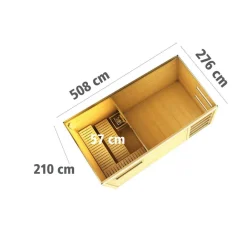 Karibu Saunahaus Hygge 38 mm 9 kW Ofen externe Strg Klarglas-Tür terragrau