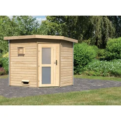 Karibu Saunahaus Mikka 38 mm ohne Ofen Milchglastür