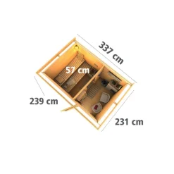 Karibu Saunahaus Skrollan 2 38 mm 9 kW Bio Ofen externe Strg moderne Tür