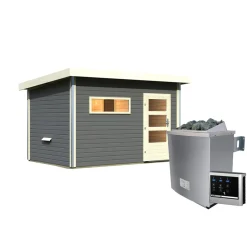 Karibu Saunahaus Skrollan 3 terragrau externe Steuerung