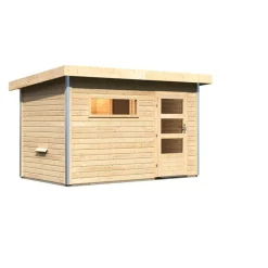 Karibu Saunahaus Skrollan 1 38 mm ohne Ofen moderne Tür