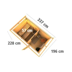 Karibu Saunahaus Skrollan 1 38 mm ohne Ofen moderne Tür