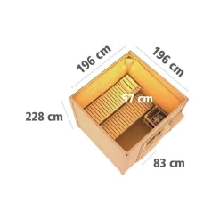 Karibu Saunahaus Torge 38 mm 9 kW Bio Ofen externe Strg moderne Tür terragrau