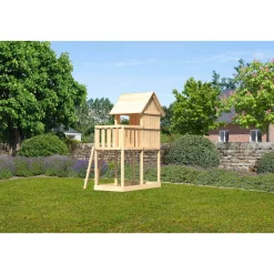 Karibu Spielturm Frieda naturbelassen mit Anbau inkl Sandkiste