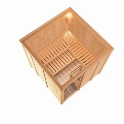 Karibu Systemsauna Rodin 68 mm 9 kW Ofen externe Strg modern ohne Dachkranz