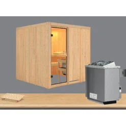 Karibu Systemsauna Rodin 68 mm 9 kW Ofen integr Strg ohne Dachkranz