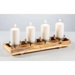 Kerzenhalter 47 x 8 x 15 cm vernickelt