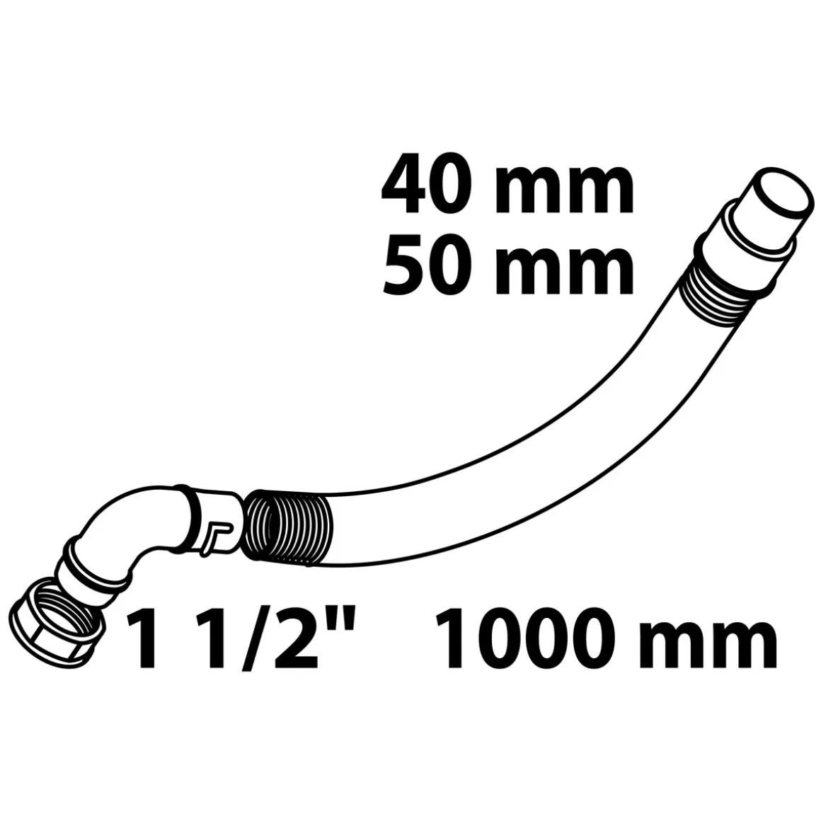 Kirchhoff Verlängerungsschlauch 1 1/2" IG x 1000 x 40/50 mm inkl 90 Bogen