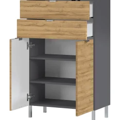 Kommode Maureen mit 2 Schubkästen 60 x 97 x 34 cm graphit/Grandson-Eiche-Nachbildung