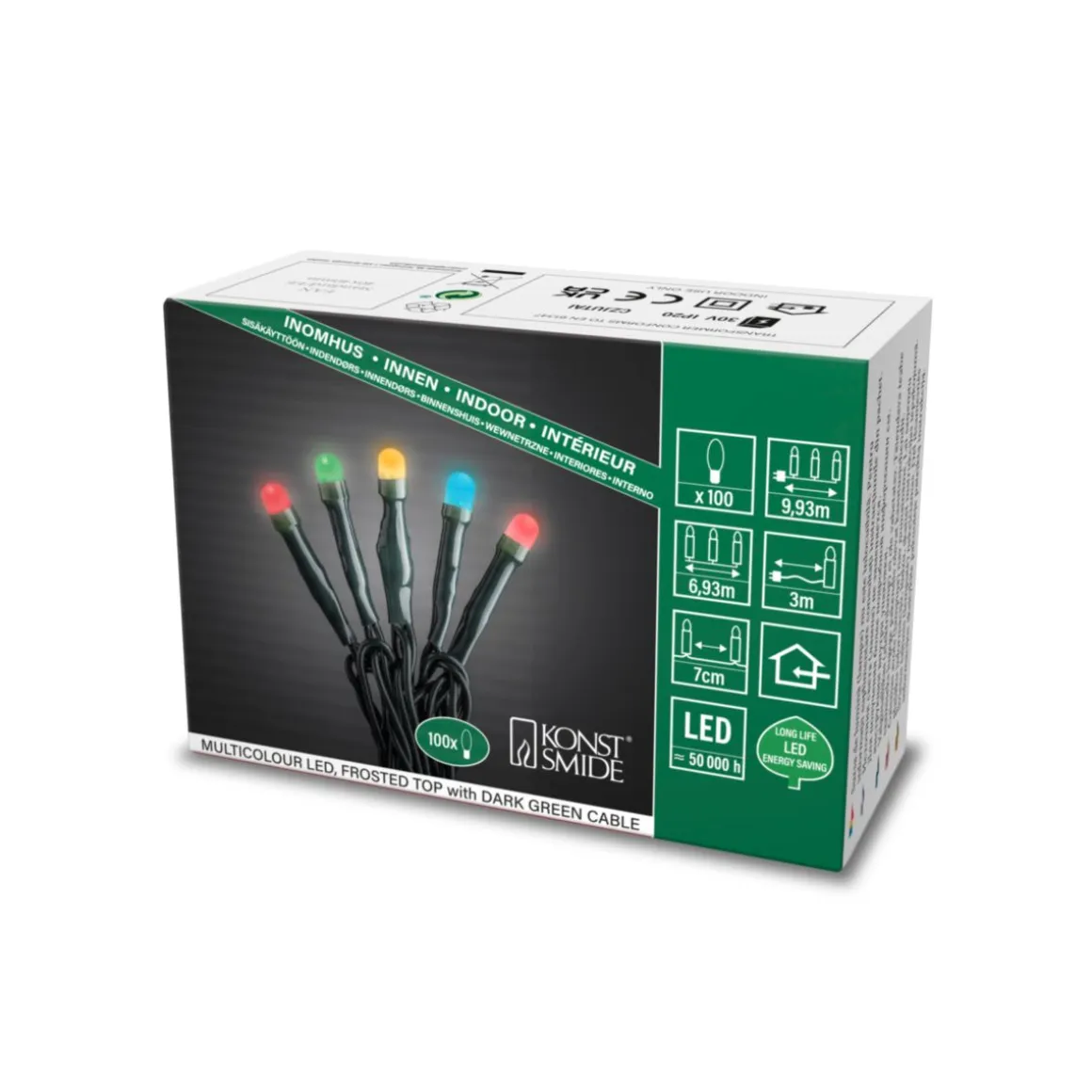 Konstsmide Micro LED Lichterkette 100 bunte gefrostete Dioden