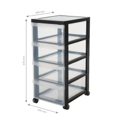 Kreher Rollcontainer mit 4 Schubladen und Rollen schwarz