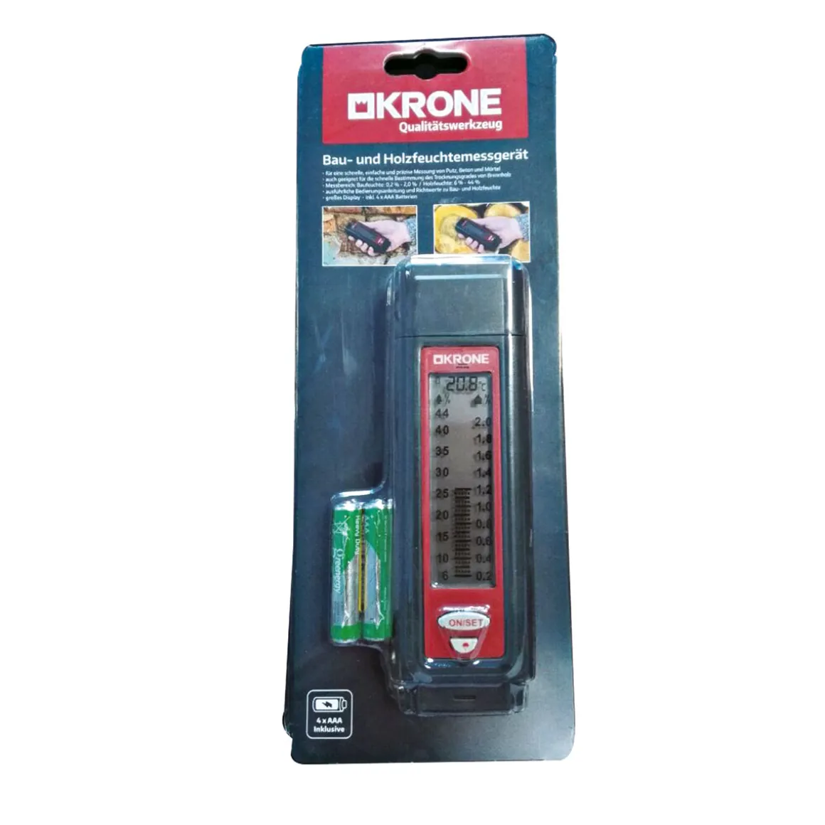 Krone Holz- und Baufeuchtemessgerät 18 x 6 x 3 cm