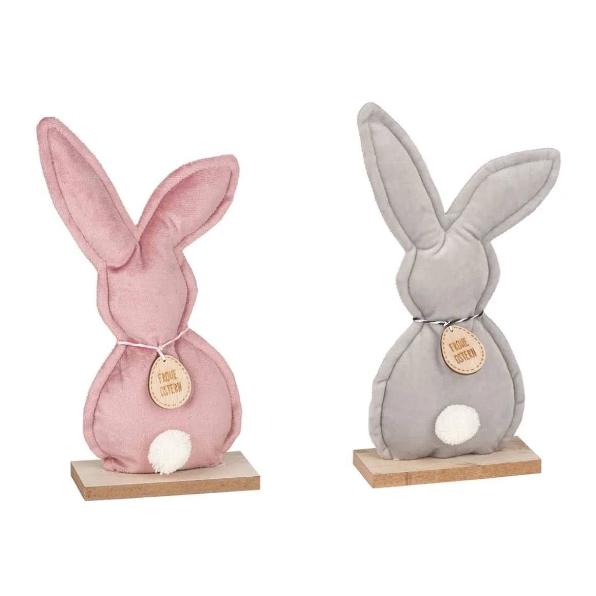 Kunstgewerbe Gehlmann Samtaufsteller Hase rosa/grau 13,5 x 5 x 24 cm