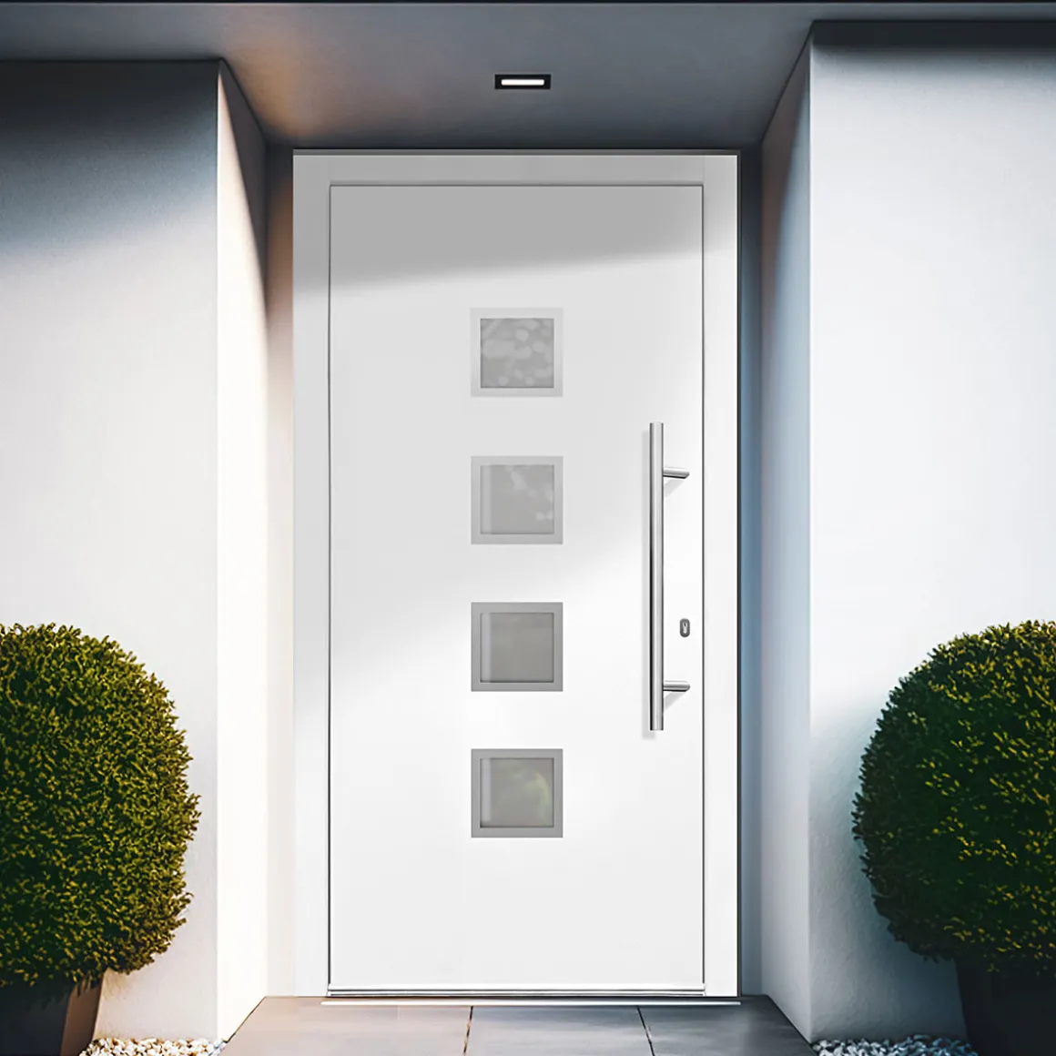 Kunststoff-Haustür Prestige KP08 DIN R weiß 110 x 210 cm