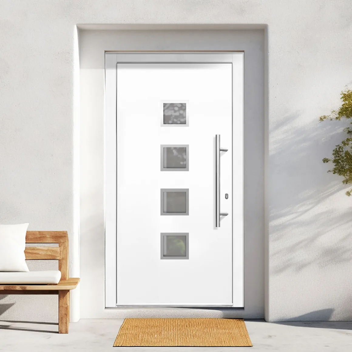 Kunststoff-Haustür Prestige KP08 DIN R weiß 110 x 210 cm