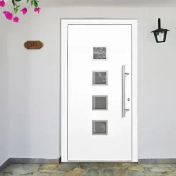 Kunststoff-Haustür Prestige KP08 DIN R weiß 110 x 210 cm