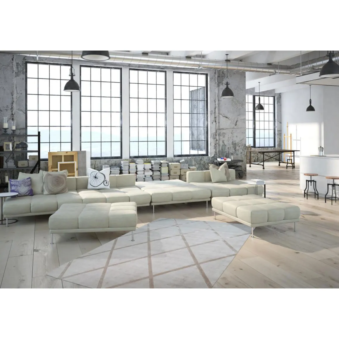 Kurzflorteppich „Luxury 210“ Elfenbein/Taupe, 160x230cm