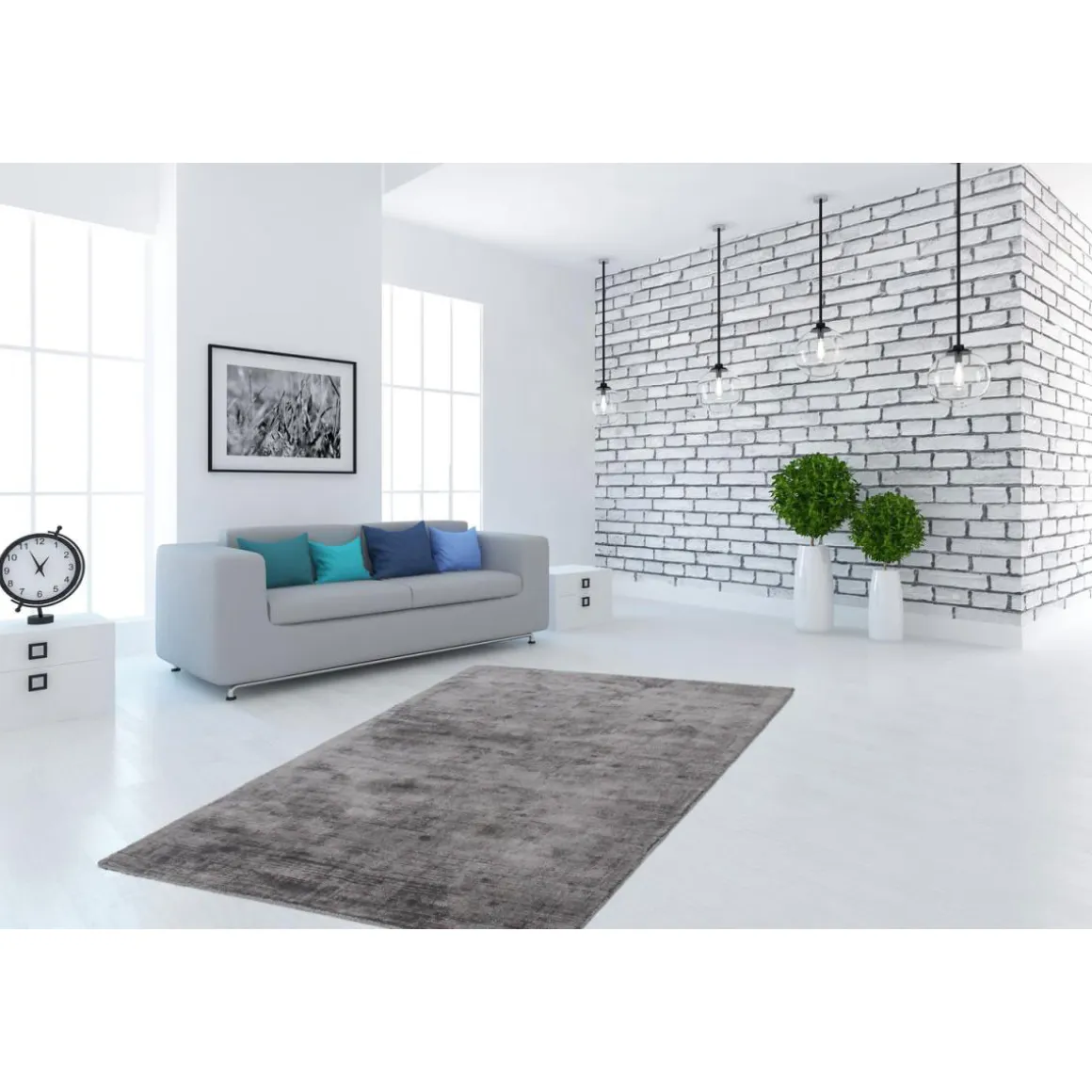 Kurzflorteppich „Luxury 110“ Grau/Anthrazit, 80x150cm