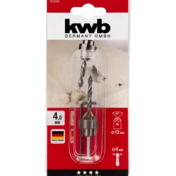 kwb Holzspiralbohrer-Set mit Aufstecksenker und Tiefenstop 3 teilig Durchmesser 4 mm