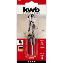 kwb Holzspiralbohrer-Set mit Aufstecksenker und Tiefenstop 3 teilig Durchmesser 5 mm