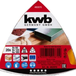 kwb Schleifdreiecke Quick Stick Holz und Metall 93 mm