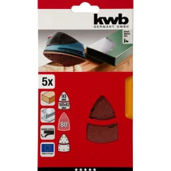 kwb Schleifdreiecke Quick Stick Holz und Metall K80