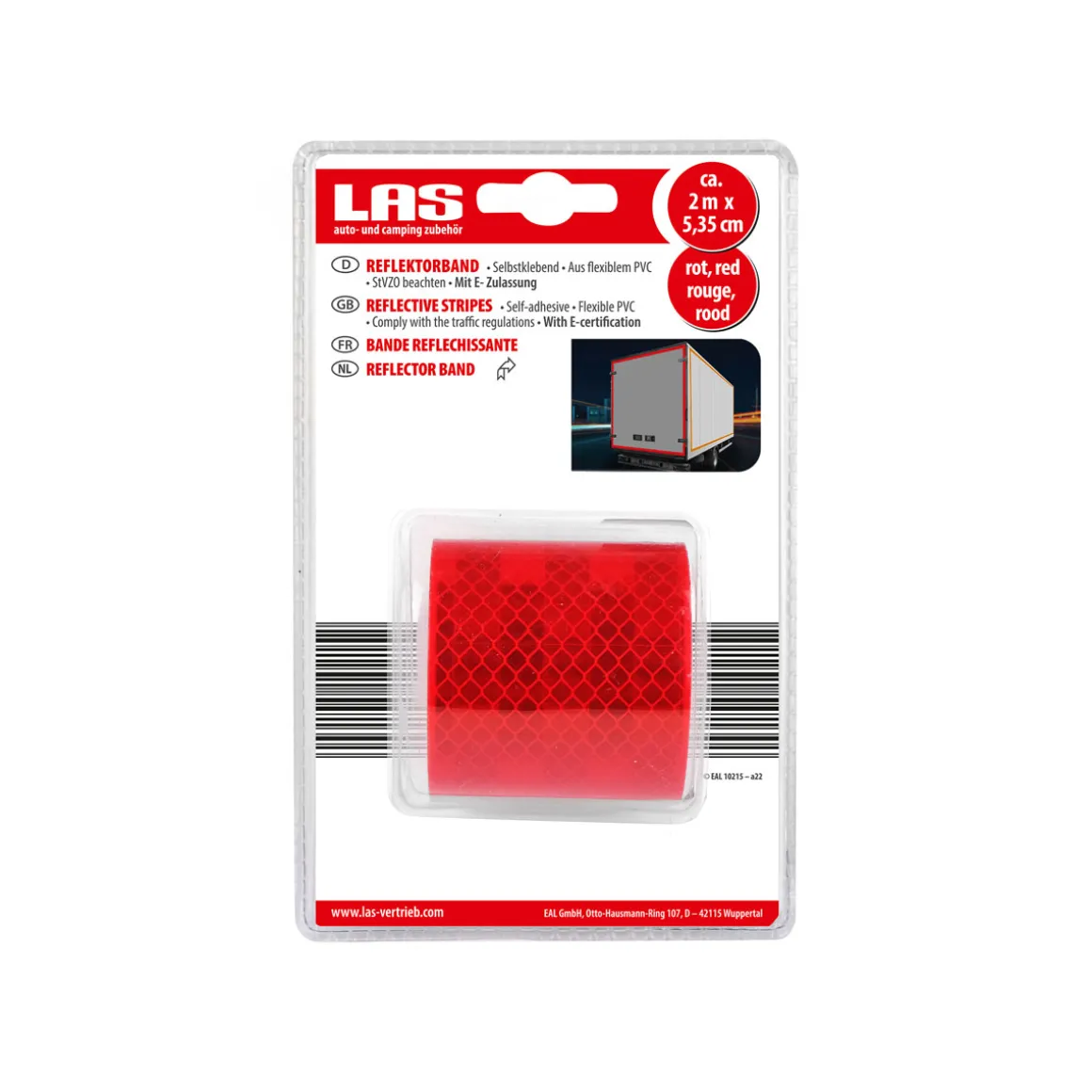 LAS 10215 Reflektorband selbstklebend rot 2m