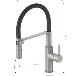 Lenz Küchenarmatur NALU mit Pendelbrause nickel-schwarz