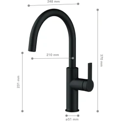 LENZ Spültischarmatur Anela Easy-Clean-Mischdüsesystem Schwarz Matt