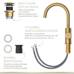 LENZ Waschtischarmatur Moana Easy-Clean Gold