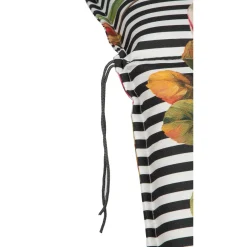 Liegen-Saumauflage Toronto BE129 rosé/pinke Pfingstrosen auf schwarz-weißen Streifen