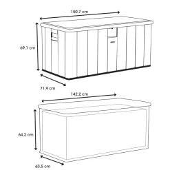 Lifetime Kissenbox 570 L 71,9x150,7x69,1cm Lichtgrau