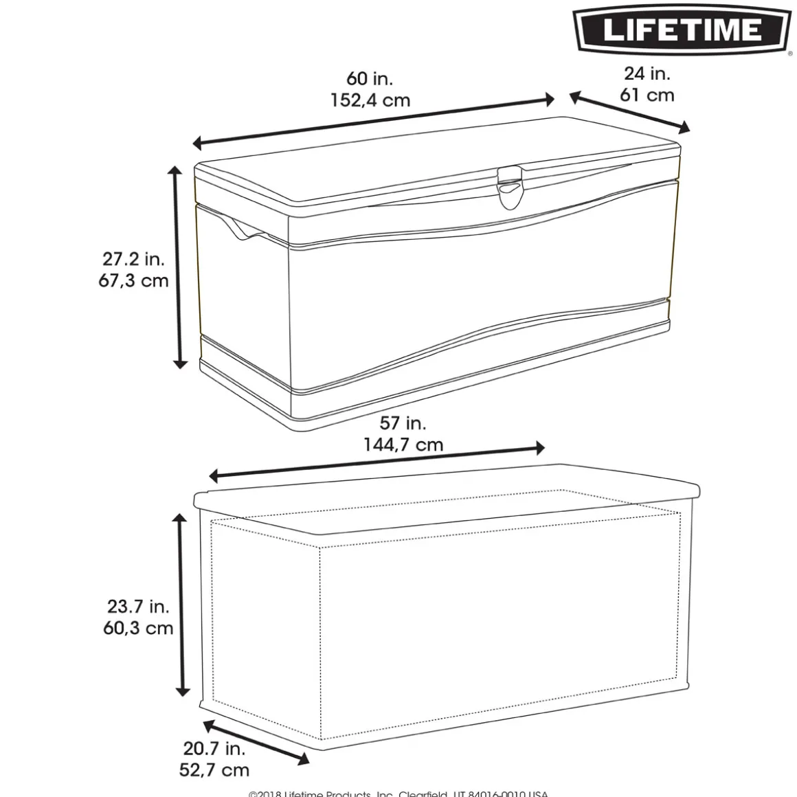 Lifetime Kissenbox 495 L 61x152,5x67cm Grau