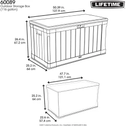 Lifetime Kissenbox Premium 440 L 64x127,9x67,2cm Braun