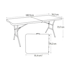 Lifetime Tisch mit Klappfunktion 76,2x183,8x73,7cm Weiß