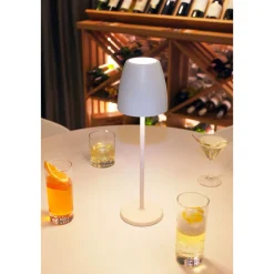 Lightme Akku-Tischleuchte Tavola antikweiß