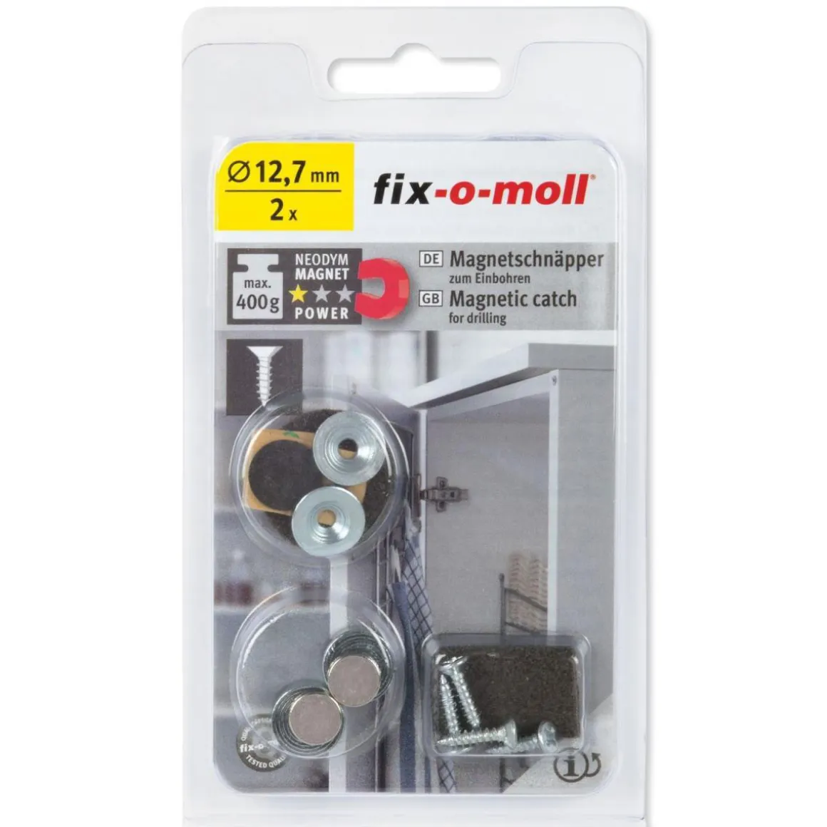 Magnet-Schnäpper z.Einbohr.D12,7 mm 2Sets