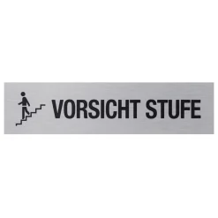 Metafranc Hinweisschild Vorsicht Stufe Aluminium grau