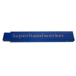 Meterstab Superhandwerker versch Sprüche 2m blau